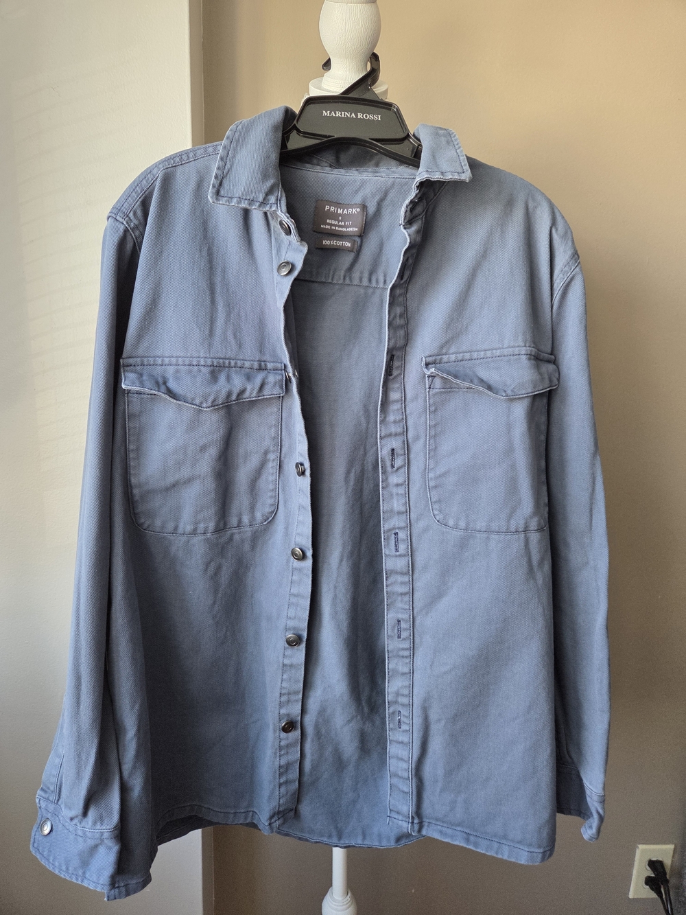 Primark Blue Cotton Overshirt Shacket Button Up Shirt Size S